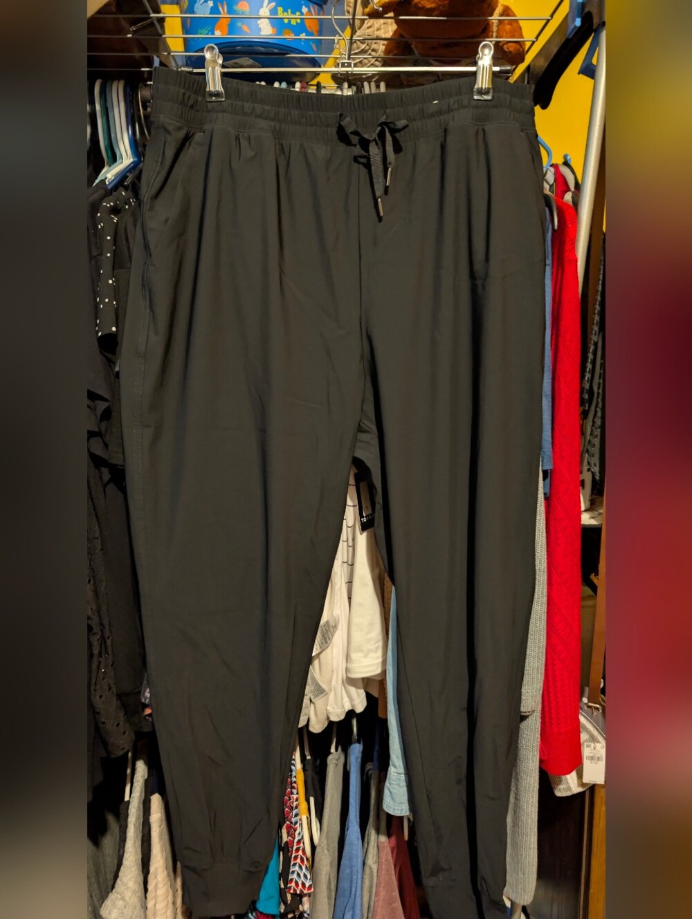 Black Drawstring Sleek Tech Jogger Pants